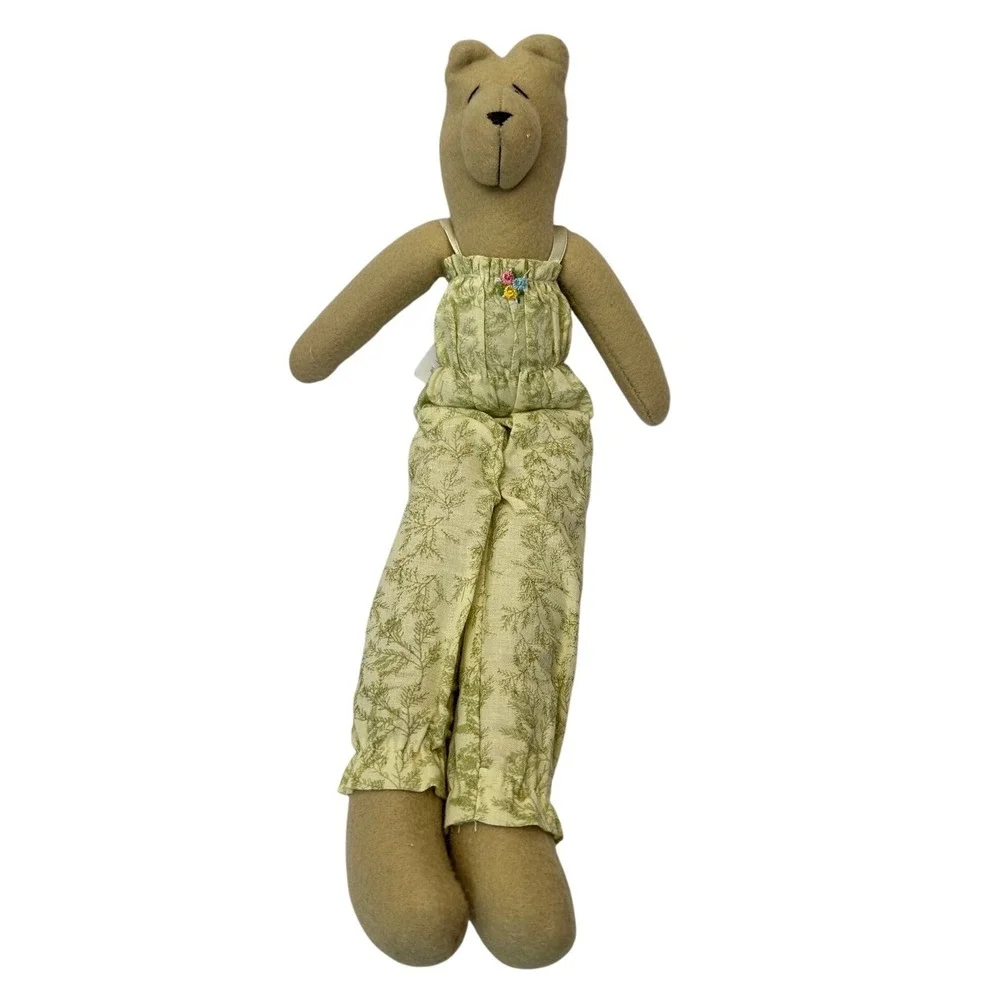 Vintage-Style Bear In Floral Overalls